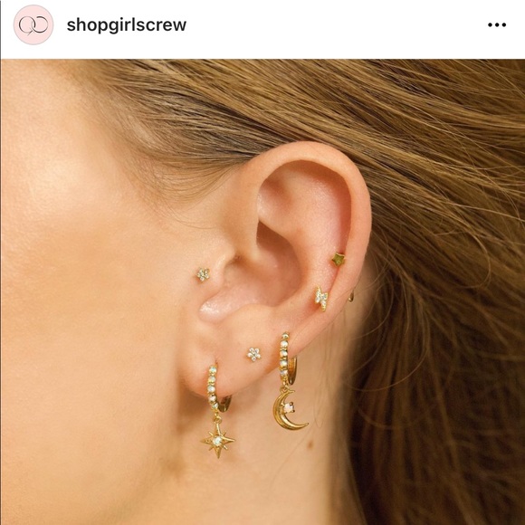 Starry Night Mini Gold Opal Hoops Earrings Huggies - Picture 8 of 16